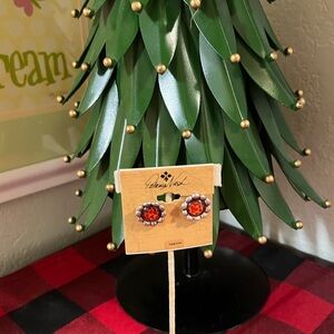 Patricia Nash Silver and Red Gemstone Stud Earrings